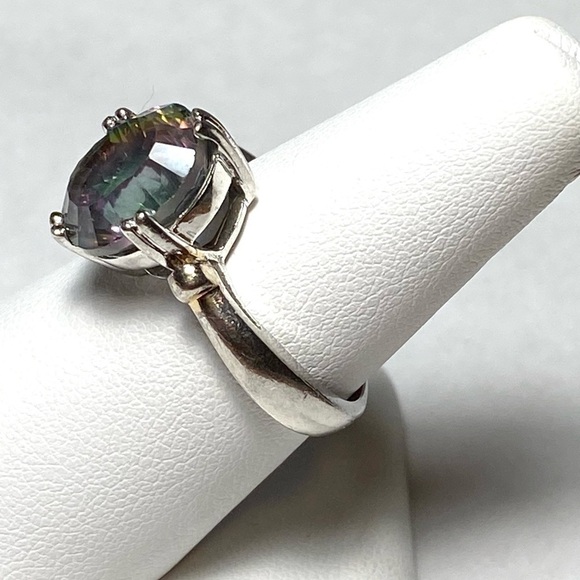 925 Ring Vintage Mystic Quartz Sterling Silver 8.75 5.24g - Picture 7 of 10